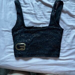 Goldbergh Black Glitter Crop Top